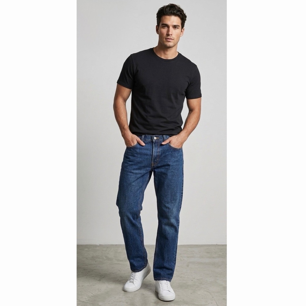 Levi's 505 Men's Jeans 32x34 Regular Fit Straight Leg Dark Indigo Blue Denim